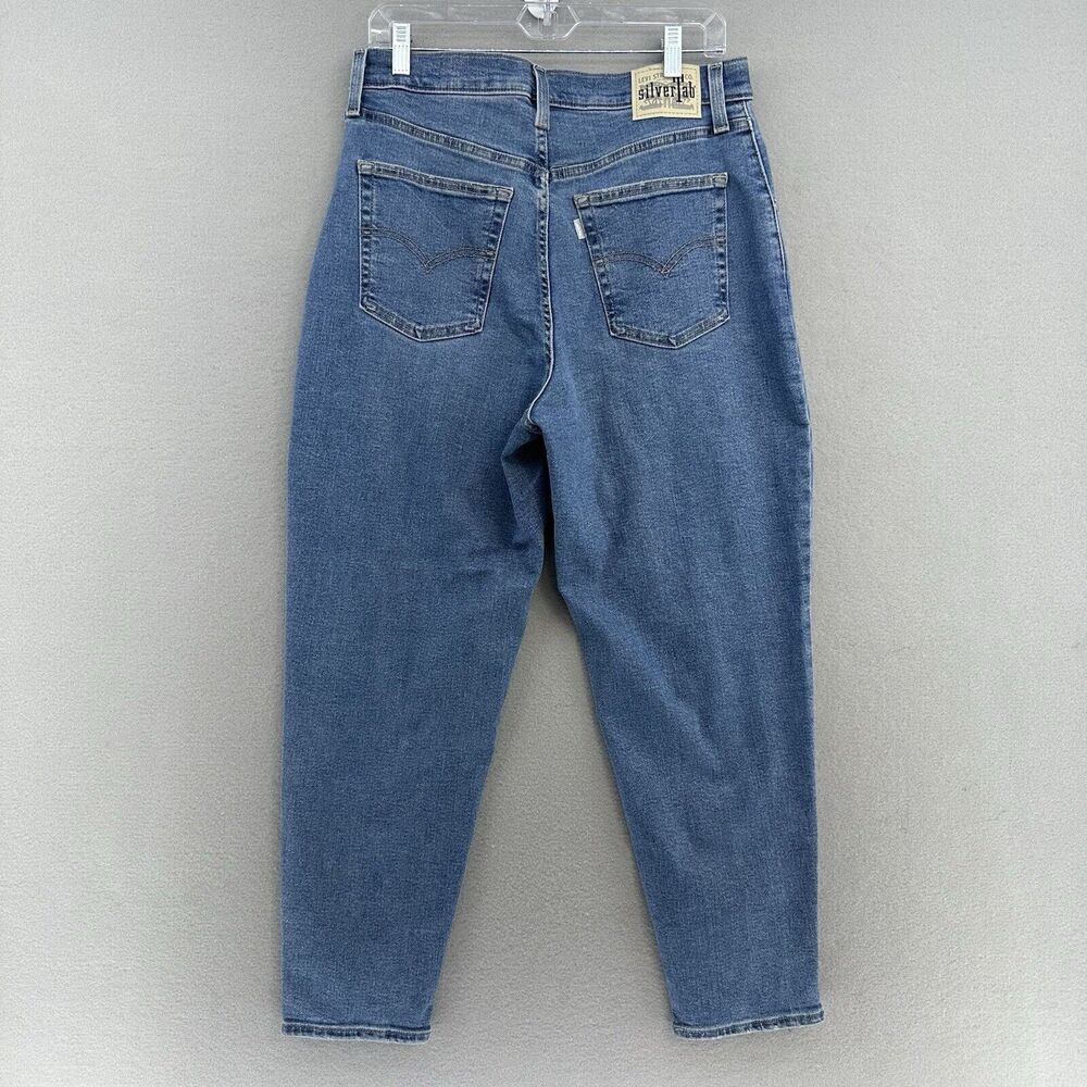 2022 Levis Mom Jeans Silver Tab‎ Stone Wash Distressed Denim Women’s 31x25 Rock - Picture 2 of 9